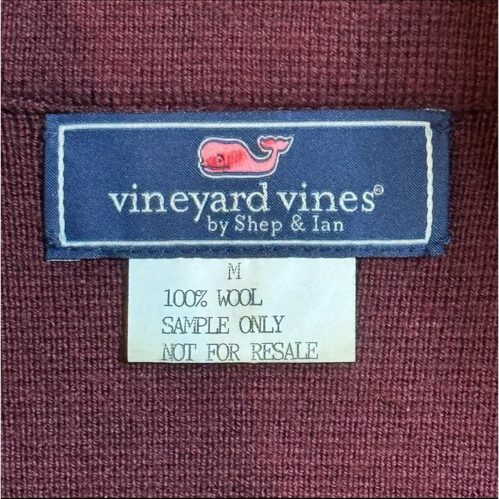 Vineyard Vines Burgundy‎ Red Wool 1/4 Zip Sample Golf Pullover Sweater Men's Med